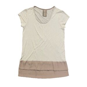Anthro Dolan Left Coast Cream Colorblock Hi Lo Short Sleeve Top Size Medium